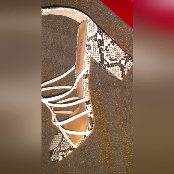 Shoedazzle size 10 canvas linen strap 4inch heels brand new never worn - Picture 4 of 7